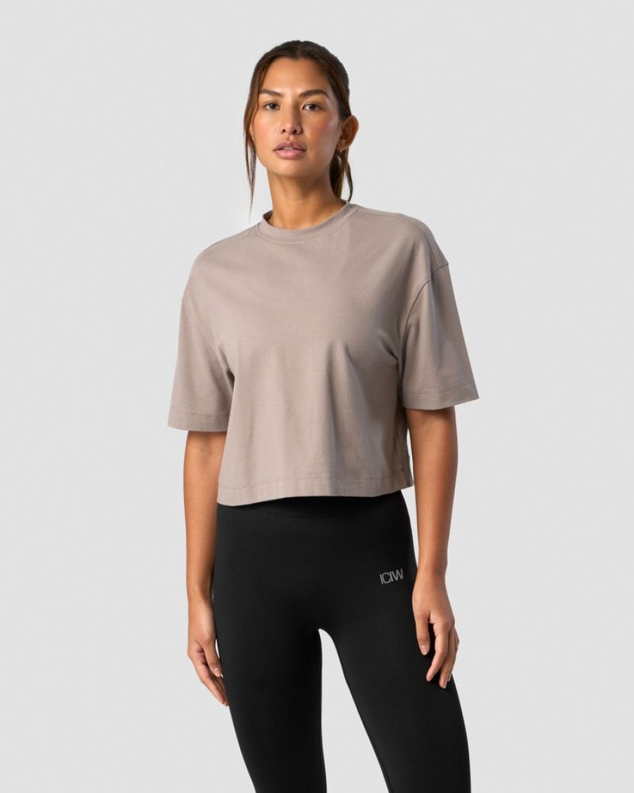 Dame ICIW T-Shirts | Everyday Cotton Cropped T-Shirt Greige
