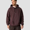 Herre ICIW Langermet | Everyday Relaxed Hoodie Center Logo Men Burgundy