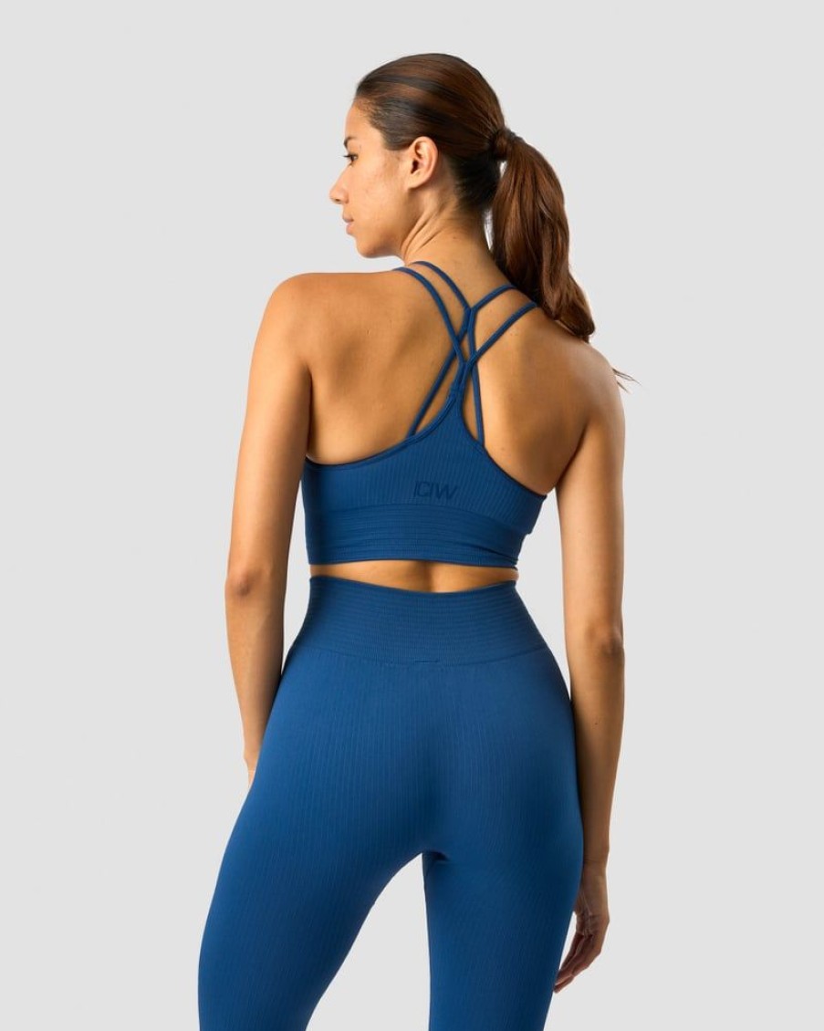 Dame ICIW Sport-Bh | Ribbed Define Seamless Sports Bra Dark Navy