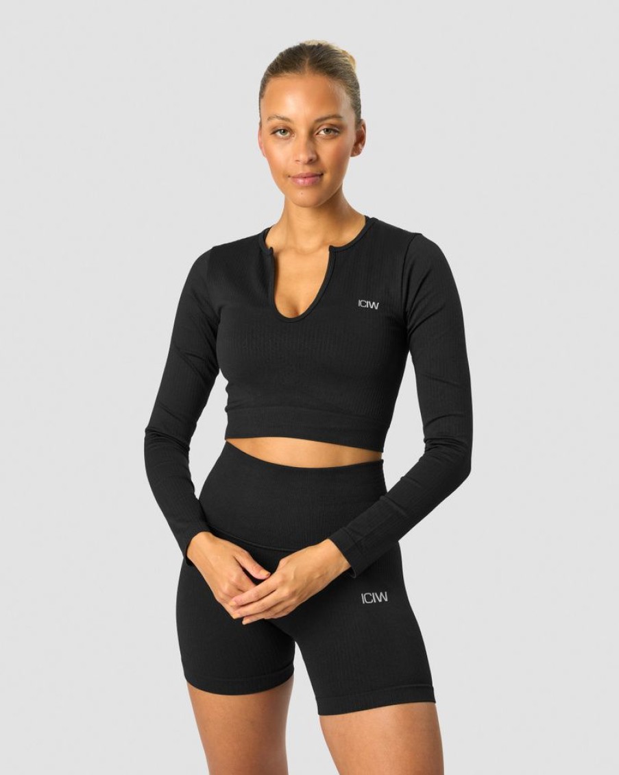 Dame ICIW Seamless | Ribbed Define Seamless Cropped Long Sleeve Black