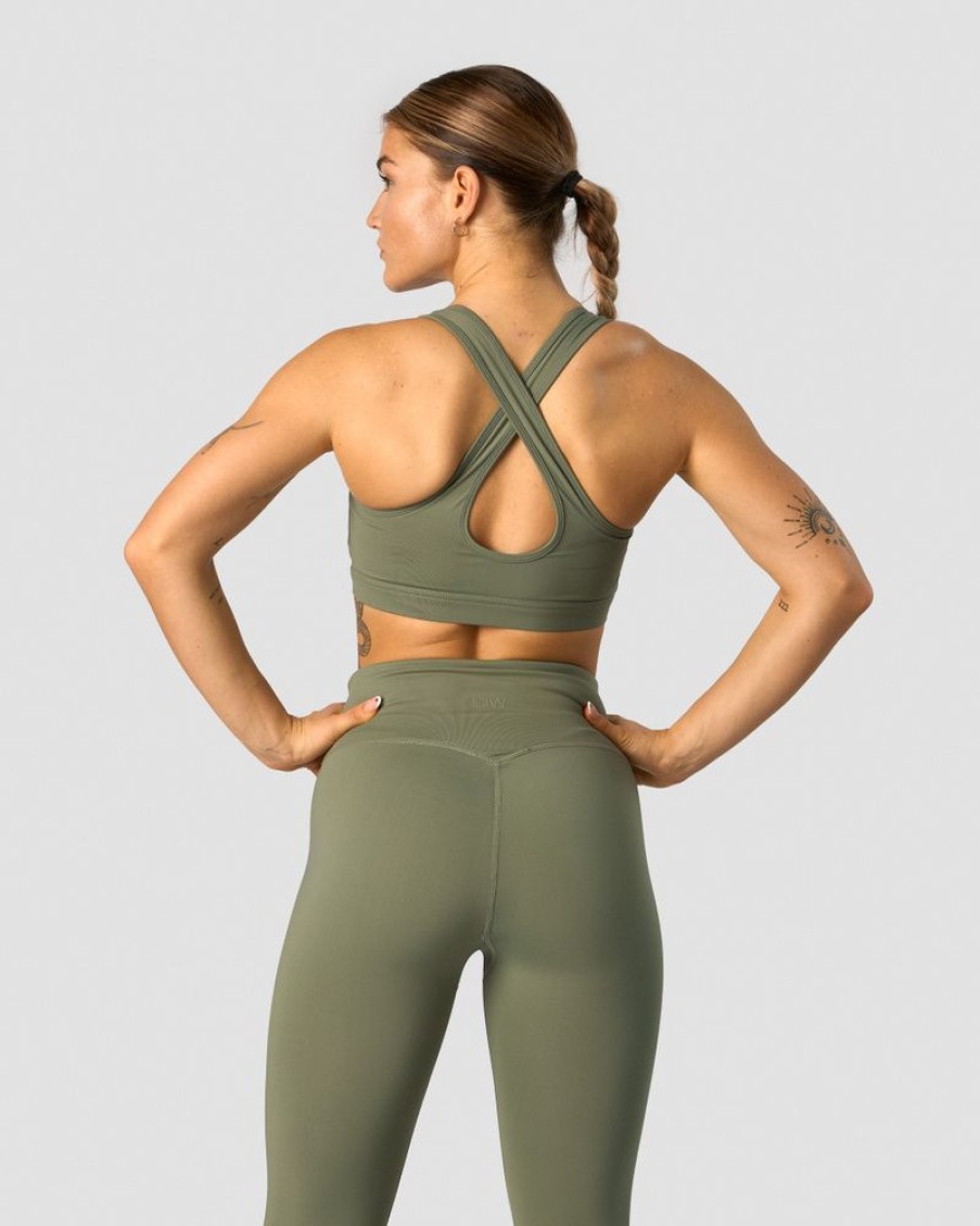 Dame ICIW Sport-Bh | Classic Sports Bra Dk Dusty Green