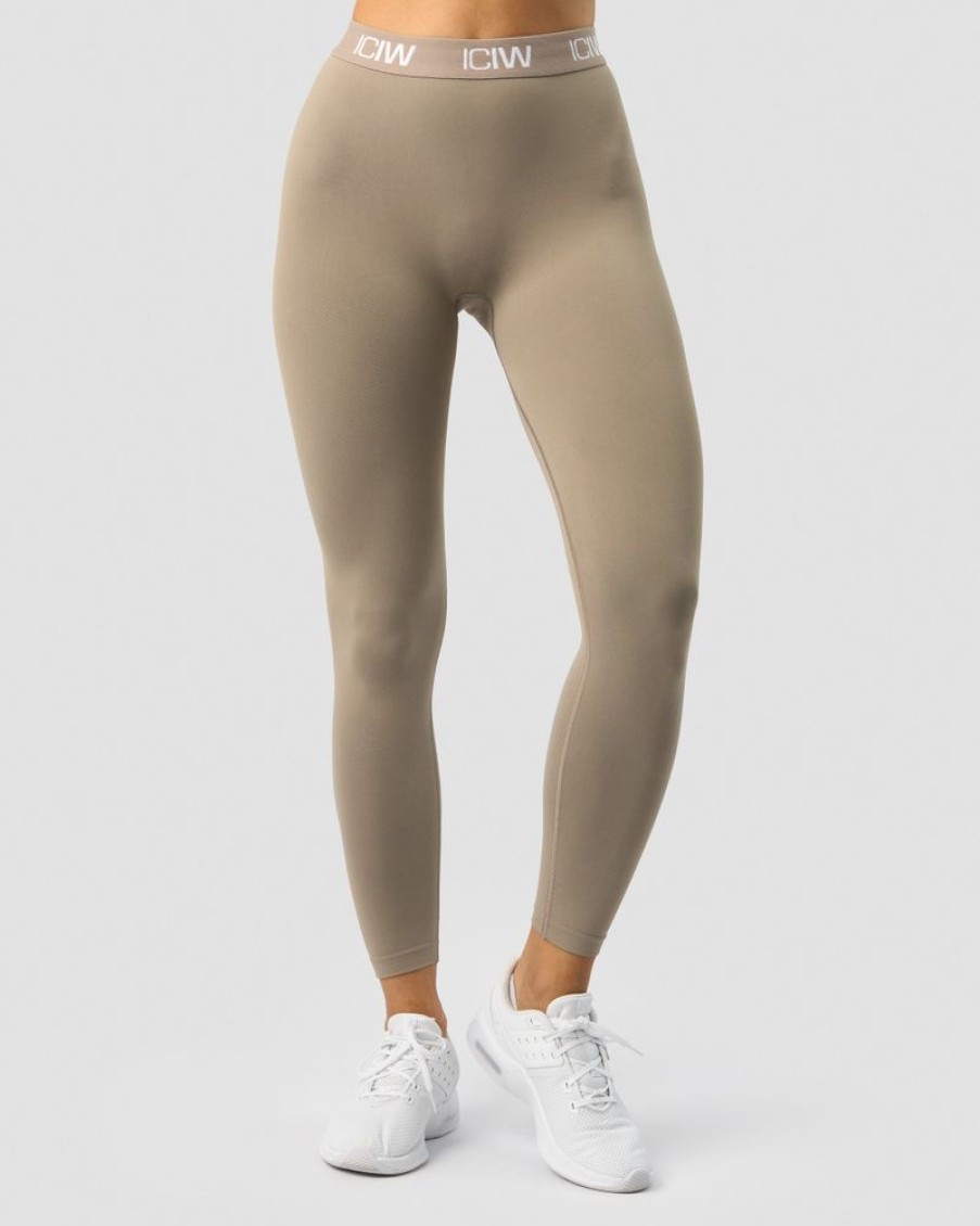 Dame ICIW Tights & Leggings | Define Seamless Logo Scrunch Tights Taupe