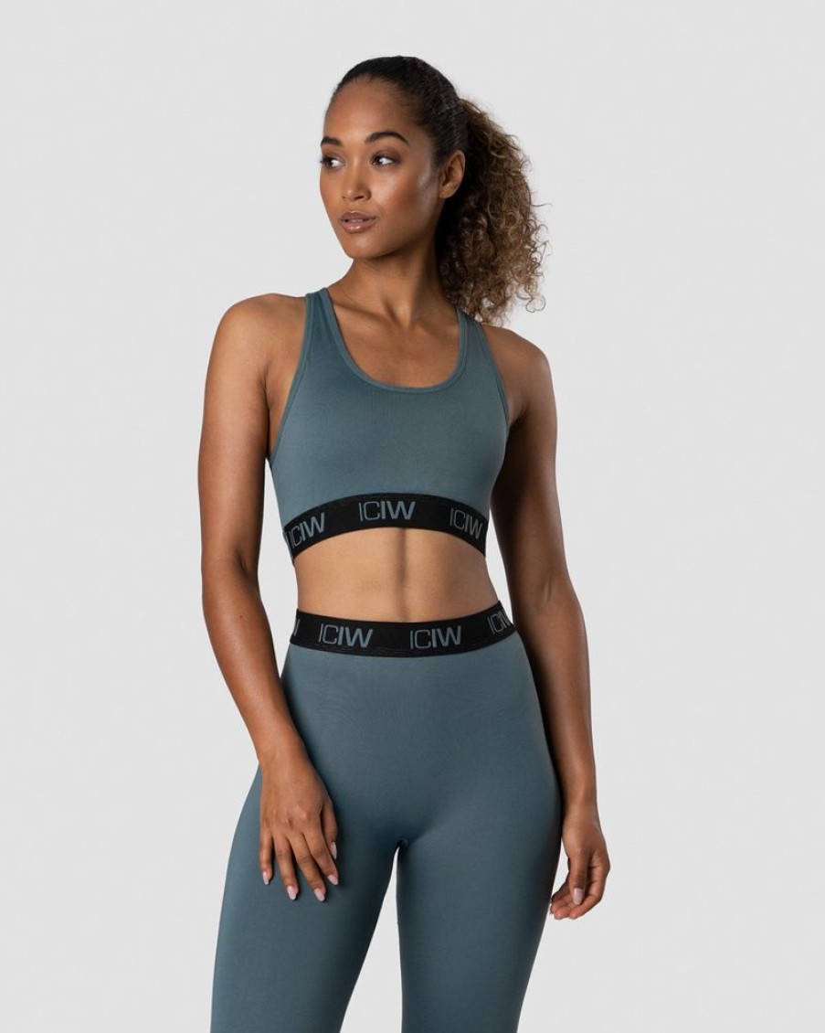 Dame ICIW Sport-Bh | Define Seamless Logo Sports Bra Jungle Green/Black