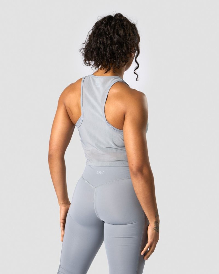 Dame ICIW Topper | Revive Mesh Cropped Tank Top Wmn Dusty Blue
