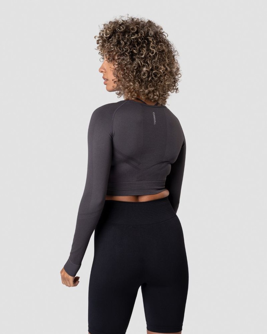 Dame ICIW Seamless | Define Seamless Ls Crop Top Graphite Wmn