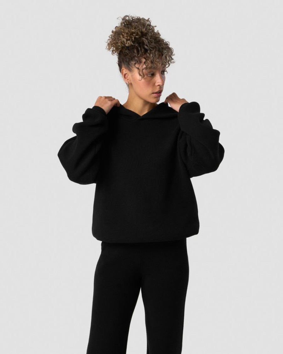 Dame ICIW Langermet | Soft Knit Oversized Hoodie Black