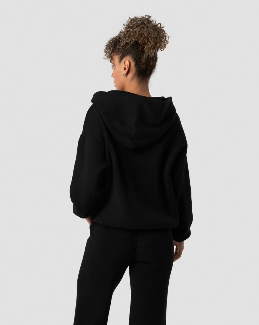 Dame ICIW Langermet | Soft Knit Oversized Hoodie Black
