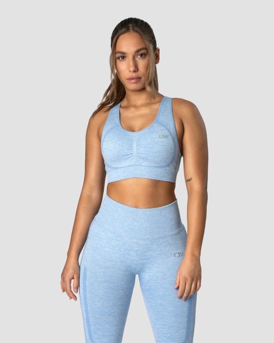 Dame ICIW Sport-Bh | Rush Seamless Sports Bra Powder Blue Melange