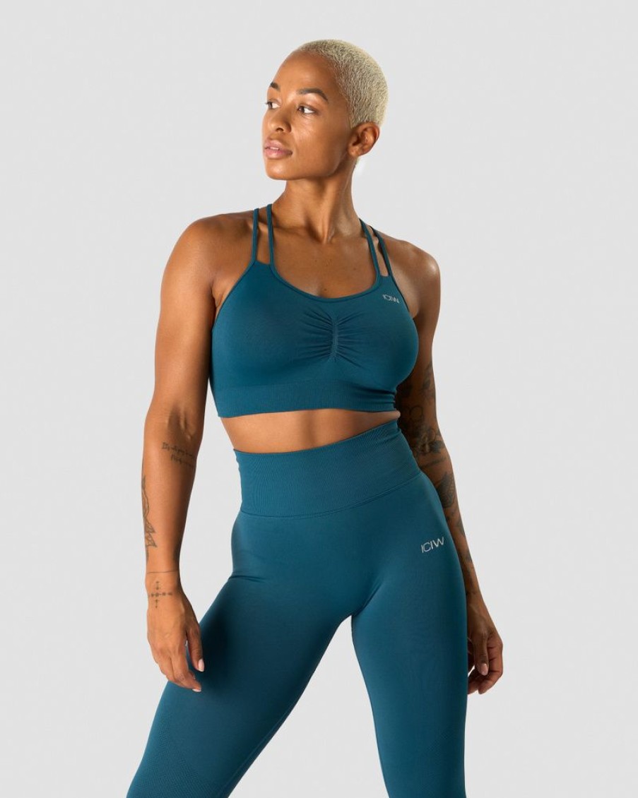 Dame ICIW Sport-Bh | Define Seamless Scrunch Sports Bra Dk Teal