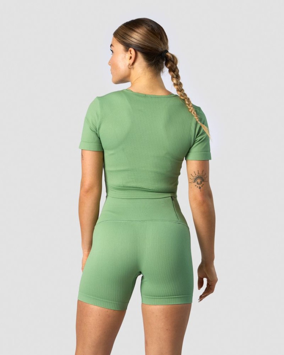 Dame ICIW Seamless | Ribbed Define Seamless Cropped T-Shirt Light Green
