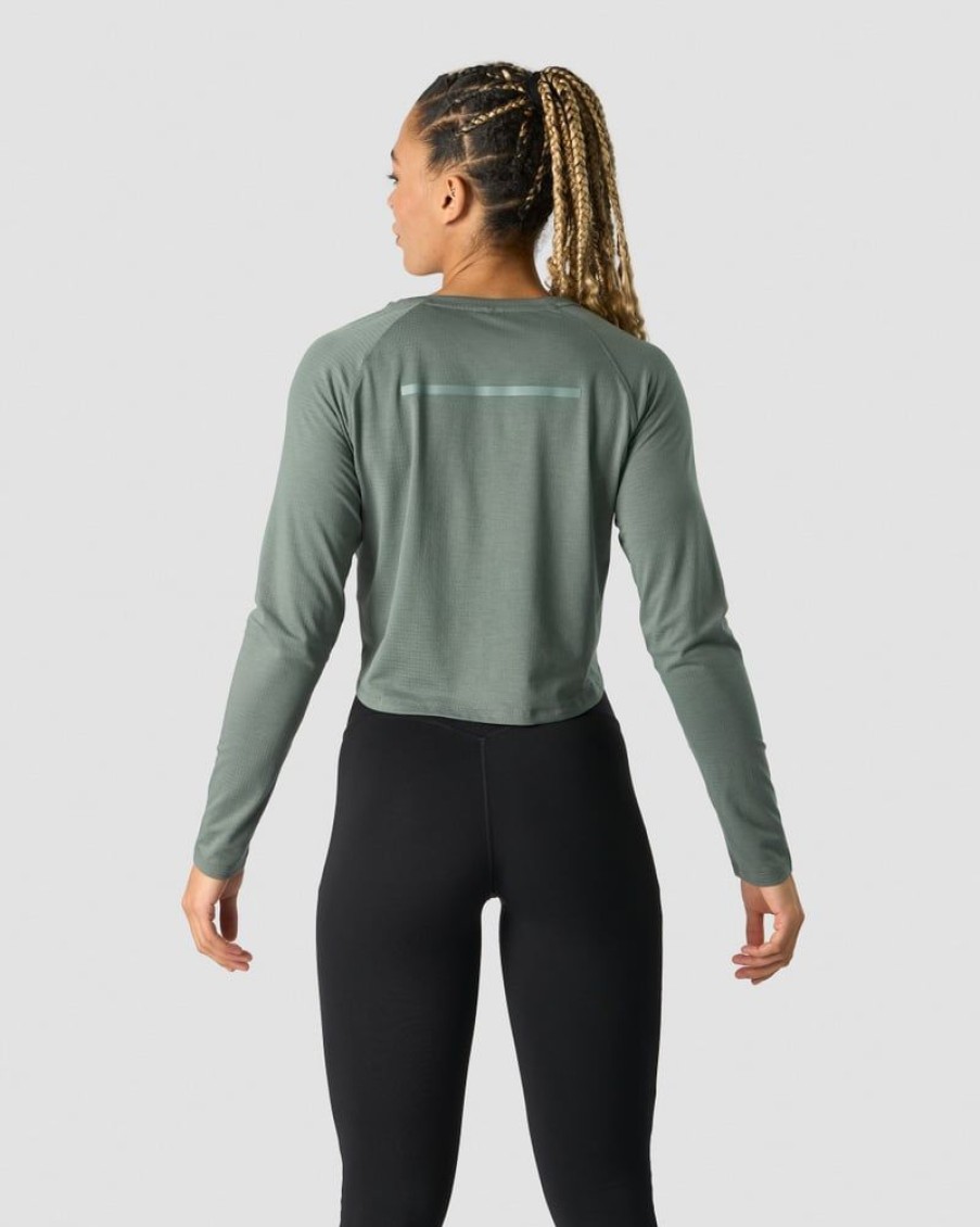 Dame ICIW Langermet | Stride Cropped Long Sleeve Wmn Sea Green